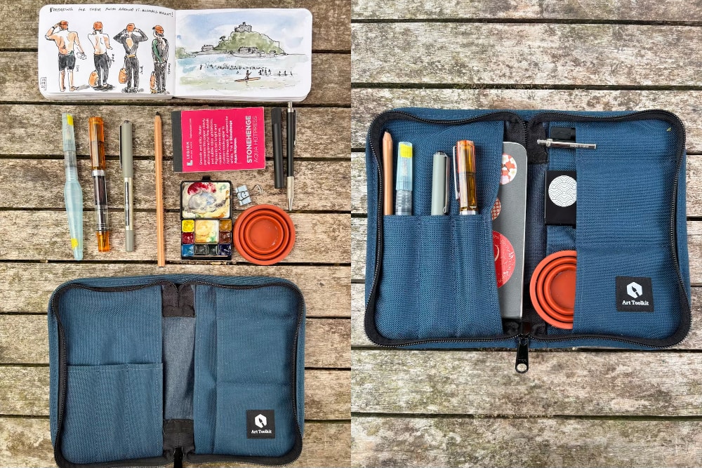  Travel sketching kit transformation from compact case to full outdoor sketching setup