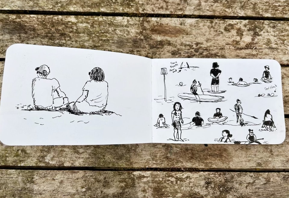 Quick pen sketches from travel adventures showing portable sketching approach