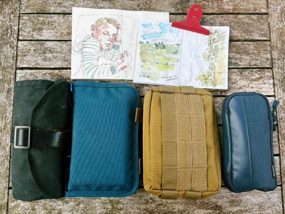Travel sketching cases comparison layout